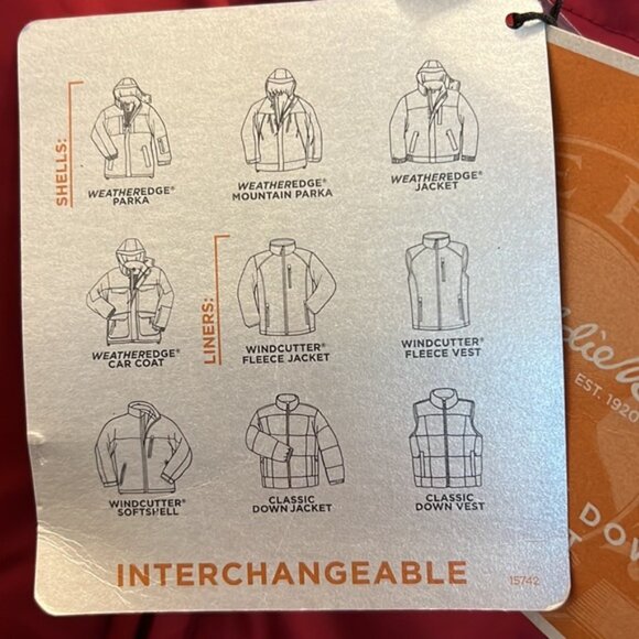 NWT Eddie Bauer Vest Goose Down Quilted Puffer Full Zip Pockets Men Adult  M Red - Picture 7 of 14